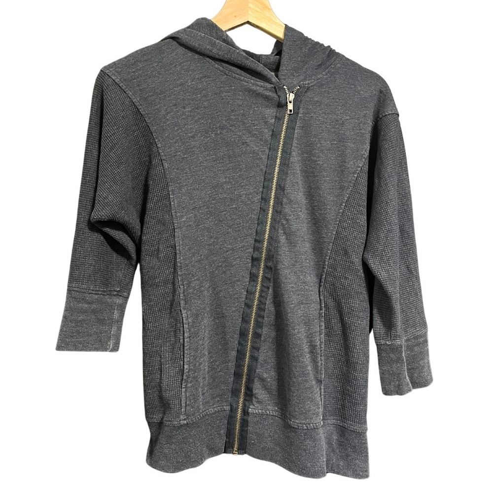 Everlast 3/4 Sleeve Asymmetrical Zipper Sporty Heathered Navy Blue Hoodie –  S